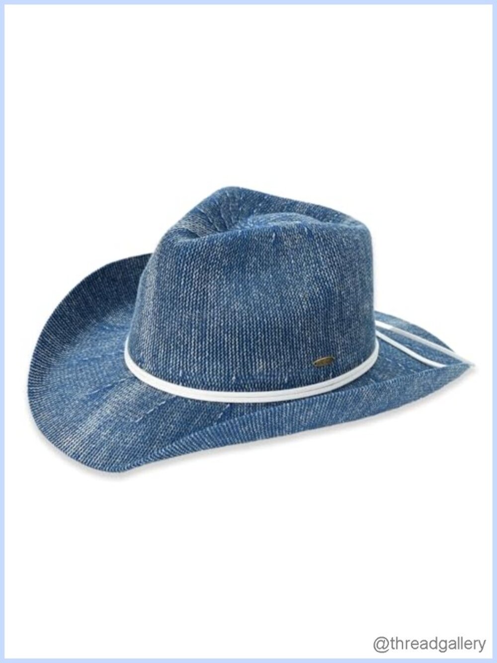 Washed Knitted Denim Cowboy Hat Suede Strings Adjustable Western Rodeo Concert